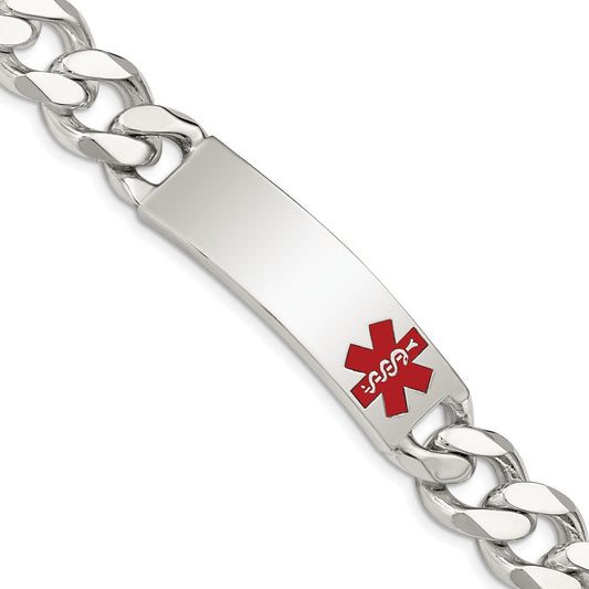 Sterling Silver Polished Medical Curb Link ID Bracelet XSM180