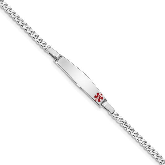 Sterling Silver Rhodium-plated Medical ID Curb Link Bracelet XSM20