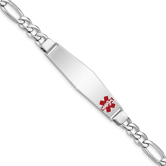 Sterling Silver Rhodium-plated Medical ID Figaro Link Bracelet XSM25
