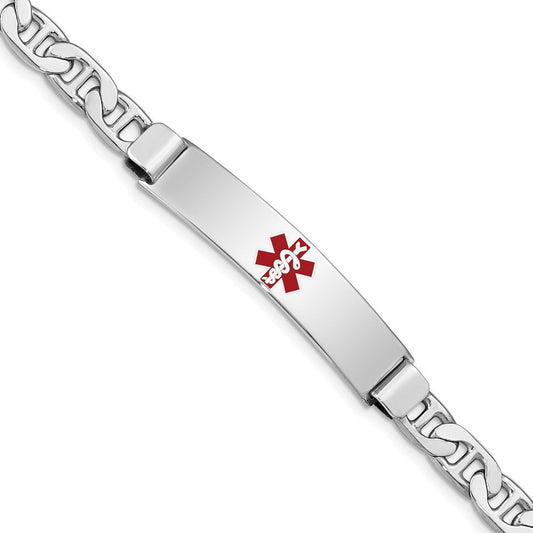 Sterling Silver Rhodium-plated Medical ID Anchor Link Bracelet XSM35