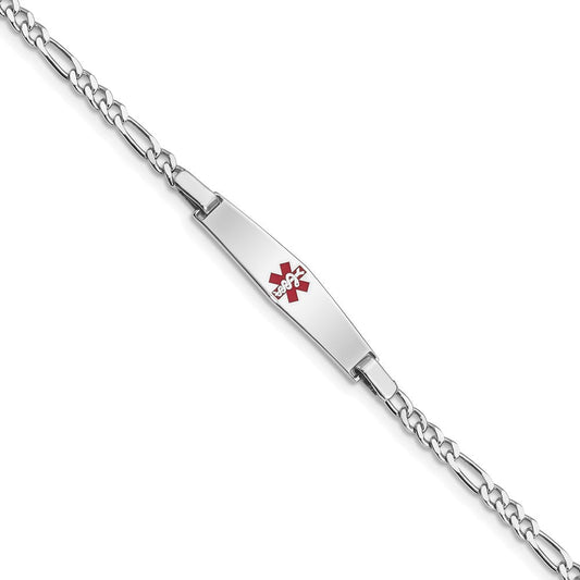 Sterling Silver Rhodium-plated Medical ID Figaro Link Bracelet XSM43
