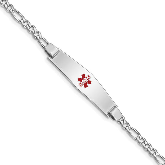 Sterling Silver Rhodium-plated Medical ID Figaro Link Bracelet XSM46