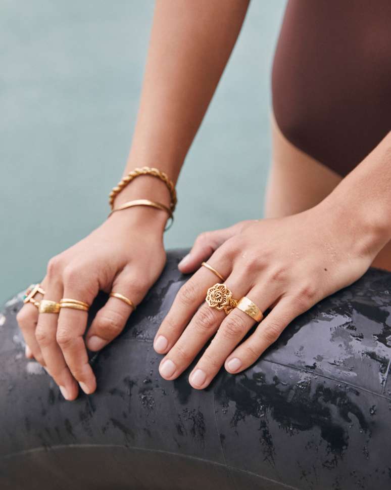 Terra Ring Set of 3 in Vintage Gold and Silver