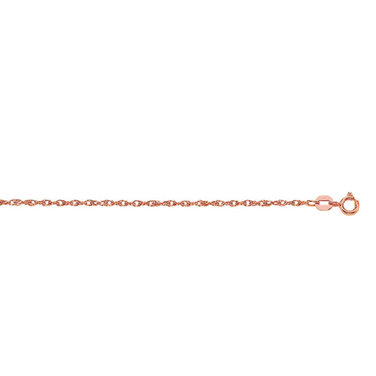 Royal Chain 10K Gold .95mm Machine Rope Chain Carded ZPRC6