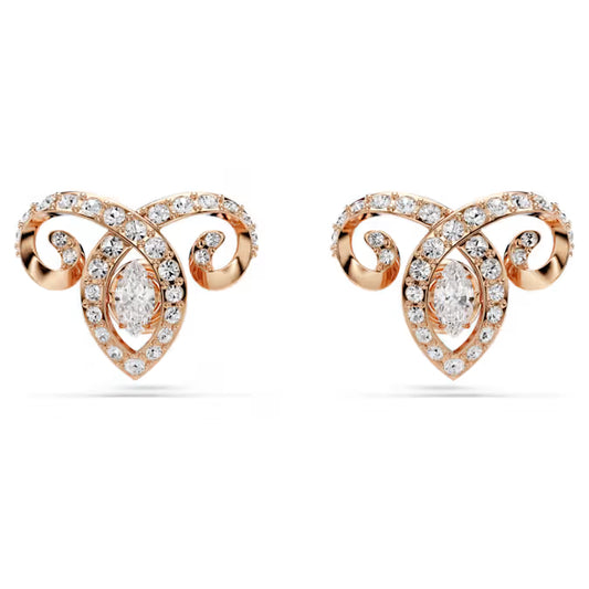 Chinese Zodiac stud earrings Mixed cuts, White, 18K rose gold finish