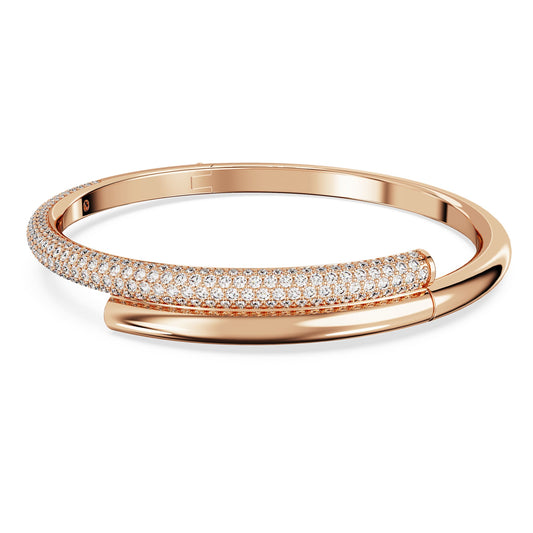 Dextera bangle, Magnetic closure, White, 18K rose gold finish