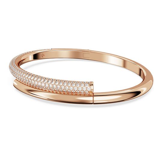 Dextera bangle, Magnetic closure, White, 18K rose gold finish
