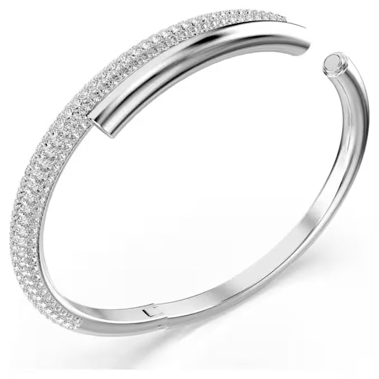 Dextera bangle, Magnetic closure, White, Rhodium plated