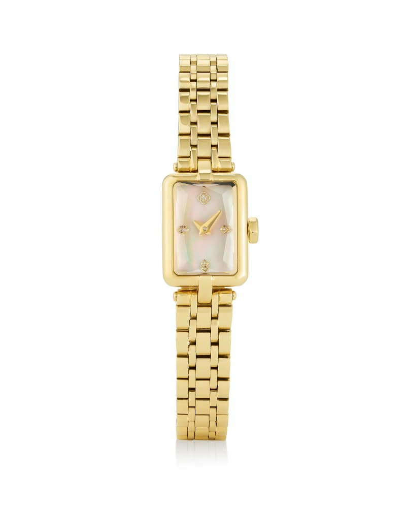Adela Gold Tone Stainless Steel Watch in Ivory Mother-of-Pearl 9608873533