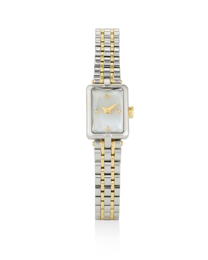 Adela Two Tone Stainless Steel Watch in Ivory Mother-of-Pearl 9608873256