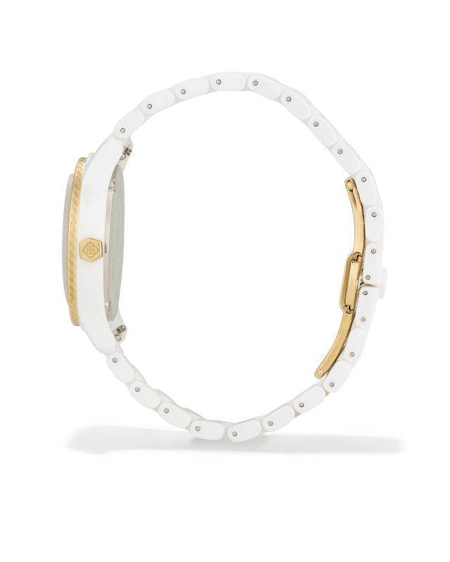 Alex Two Tone Stainless Steel 35mm Watch in White Ceramic 9608868834