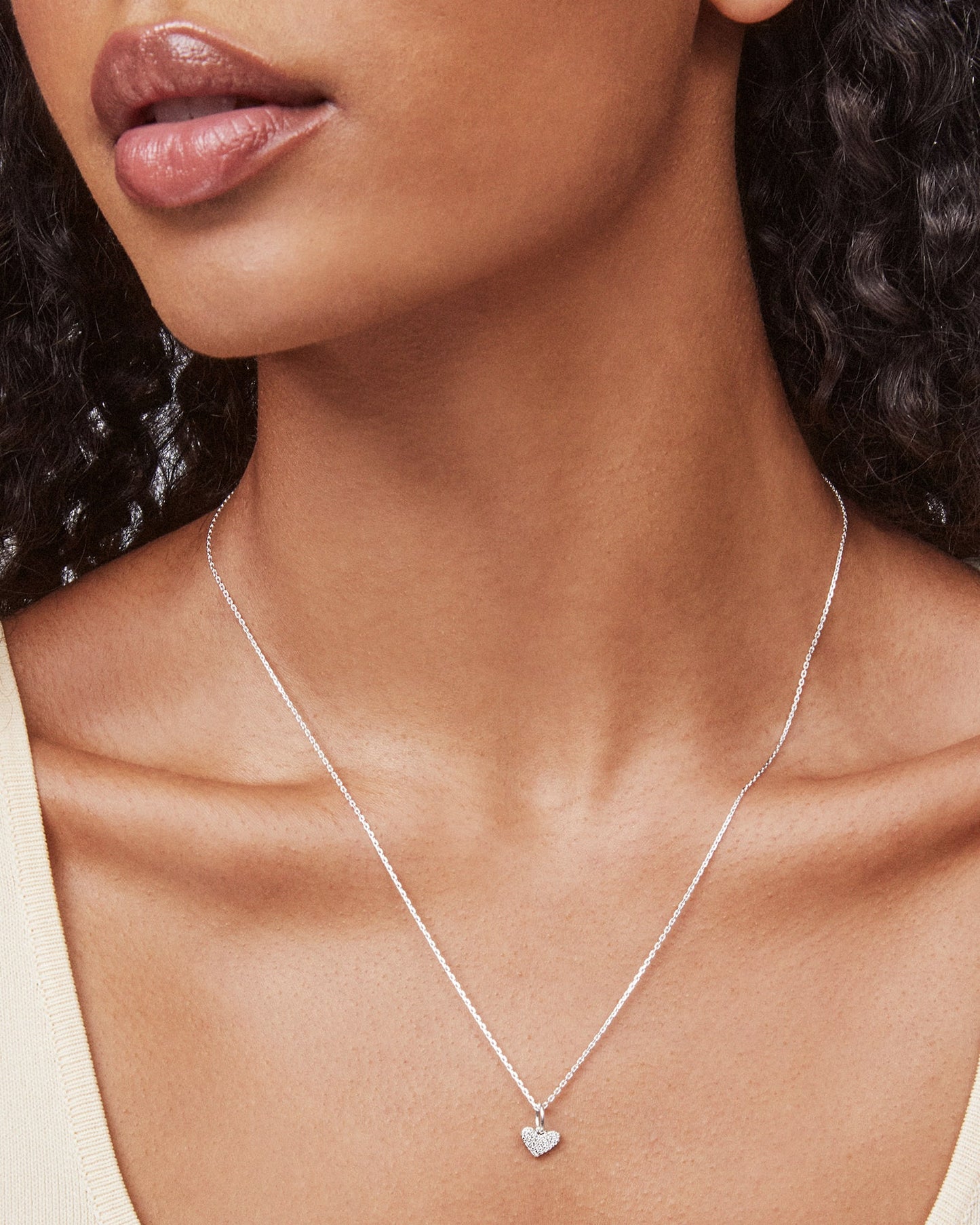 Ari Pave Heart in Sterling Silver & 18k Gold Vermeil Charm in White Diamond