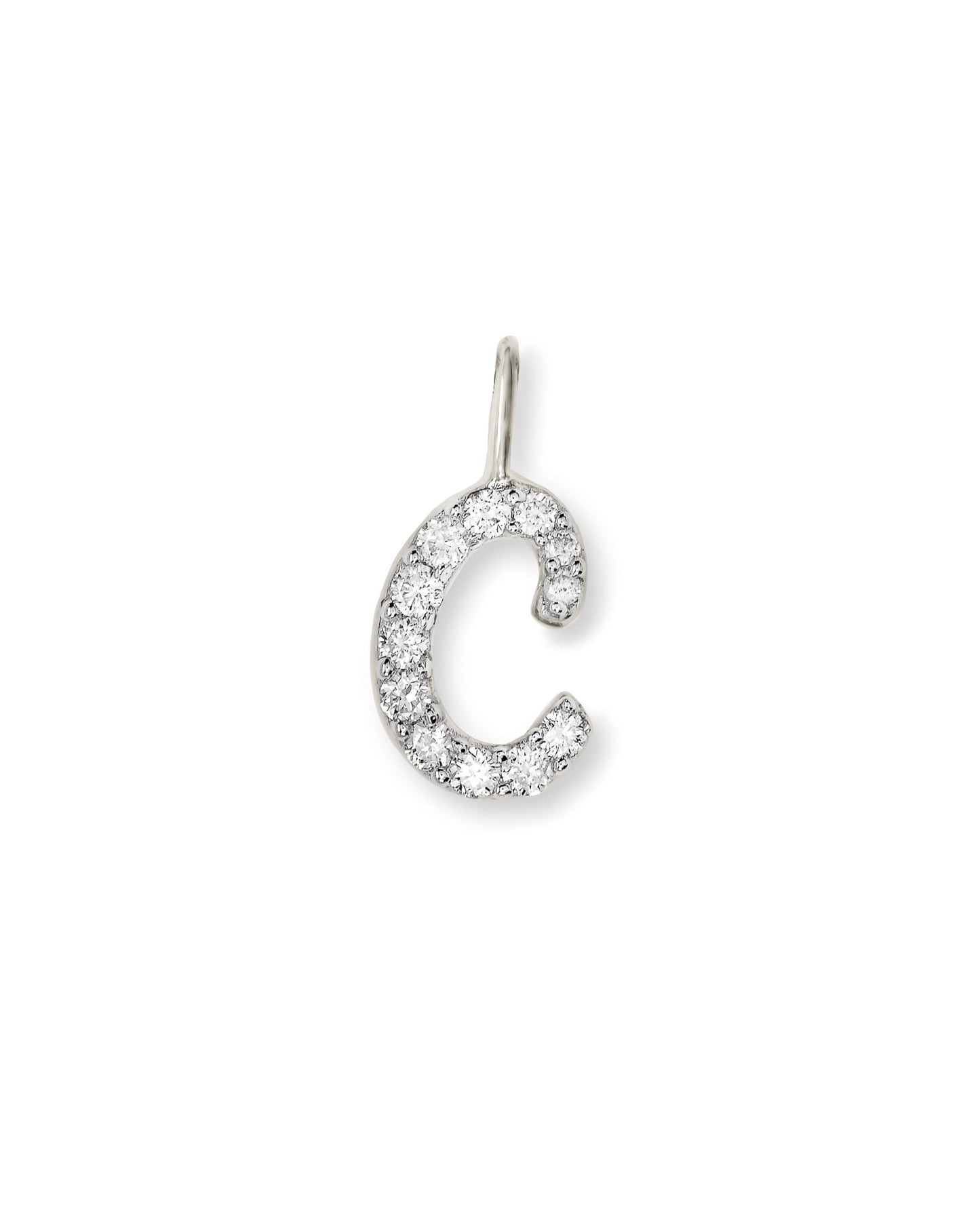 14k White Gold Letter D Charm in White Diamond