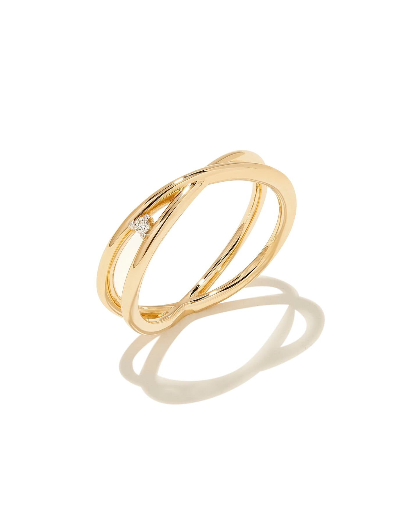 Caroline 14k Yellow Gold Band Ring in White Diamond 196088557090