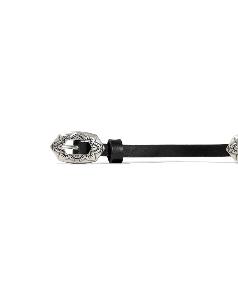 Concho Thin Belt in Black Leather 196088042701