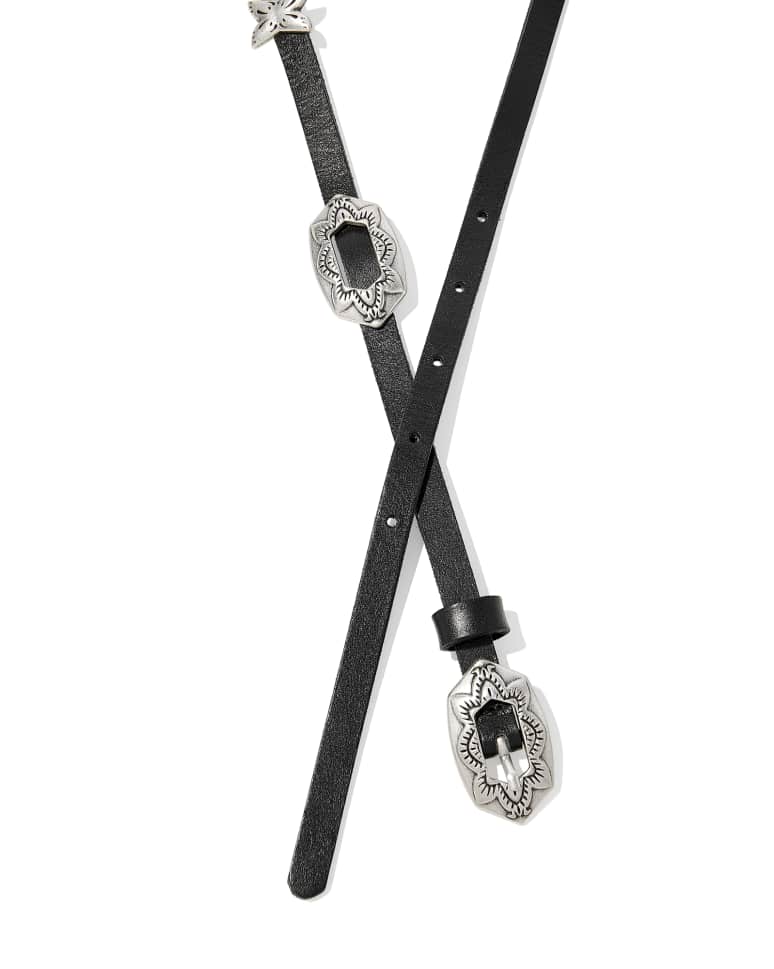 Concho Thin Belt in Black Leather 196088042701