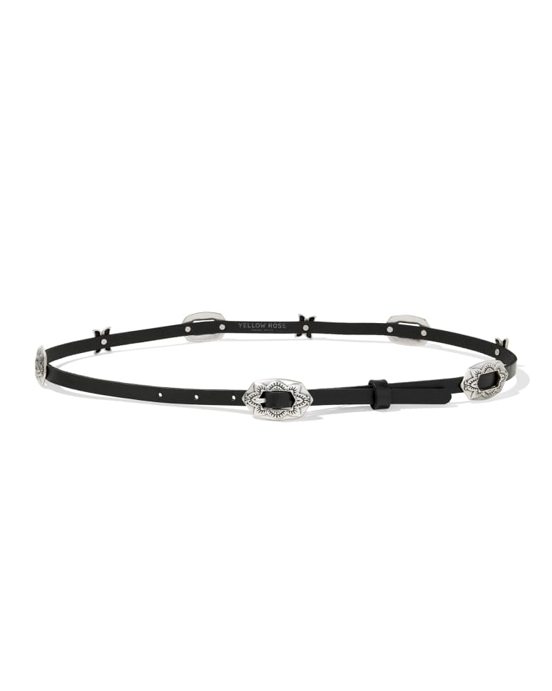 Concho Thin Belt in Black Leather 196088042701