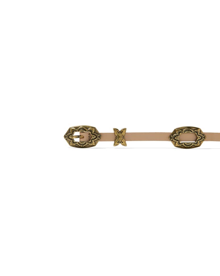 Concho Thin Belt in Taupe Leather 196088042732
