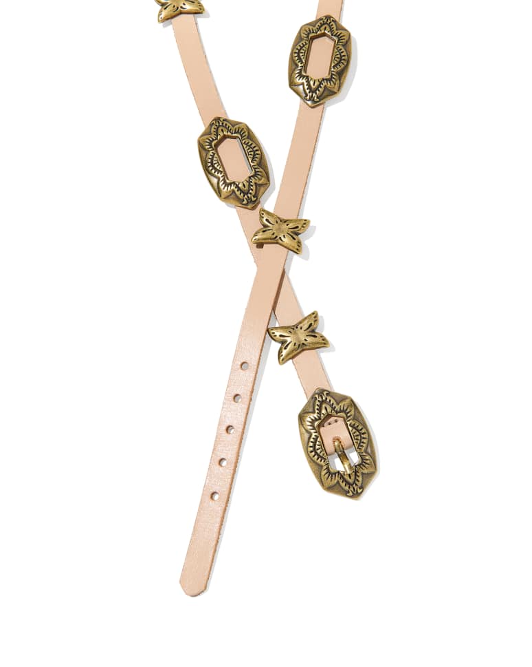 Concho Thin Belt in Taupe Leather 196088042732