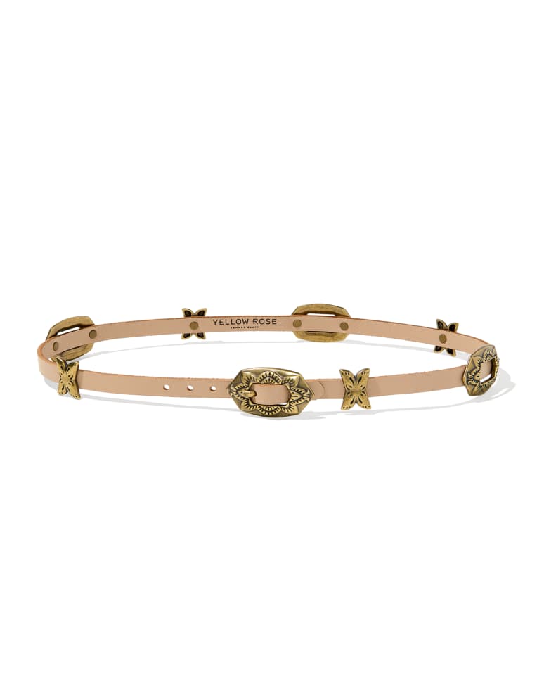 Concho Thin Belt in Taupe Leather 196088042732