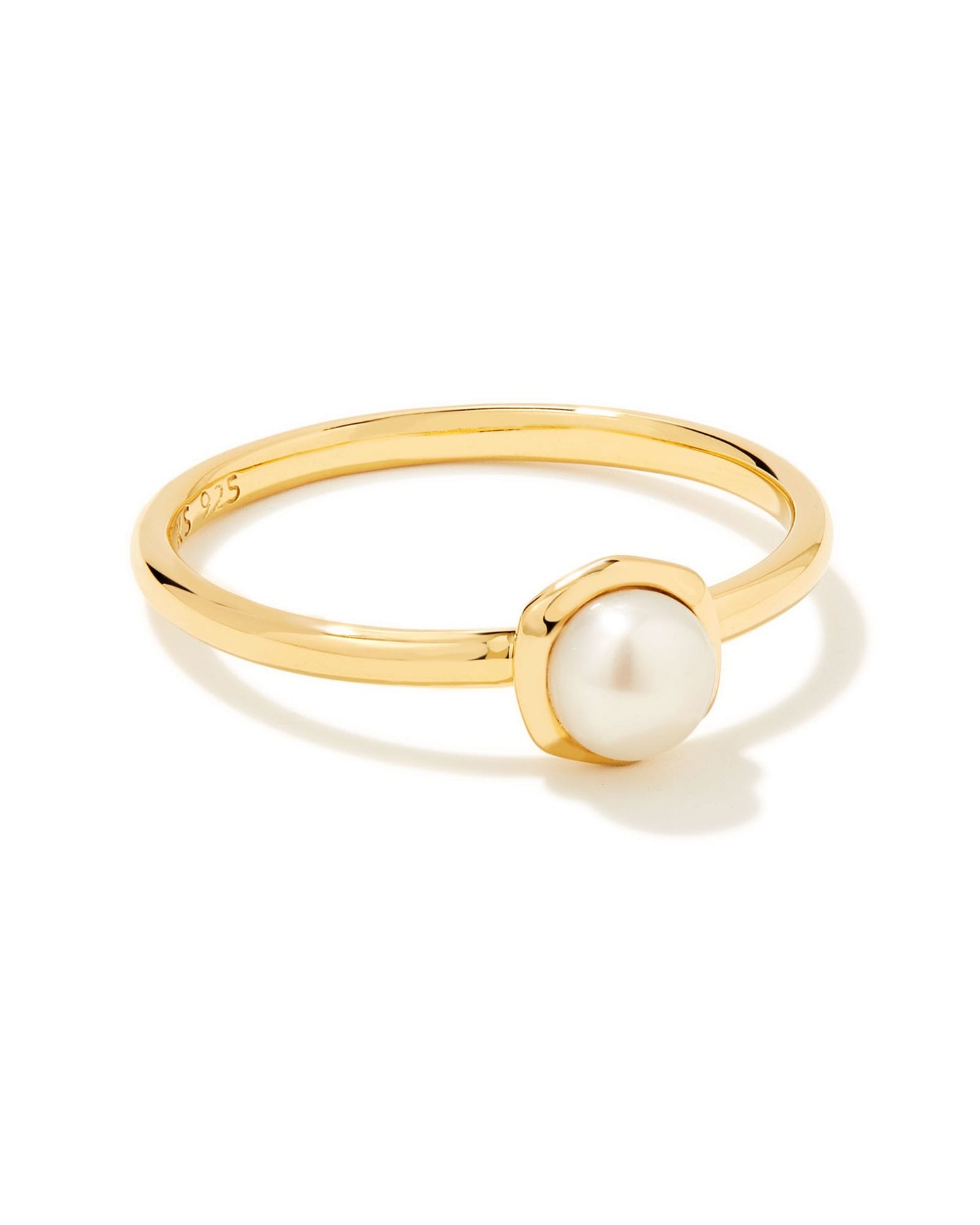 Davie Pearl 18k Gold Vermeil Band Ring in Freshwater Cultured Pearl 196088551494