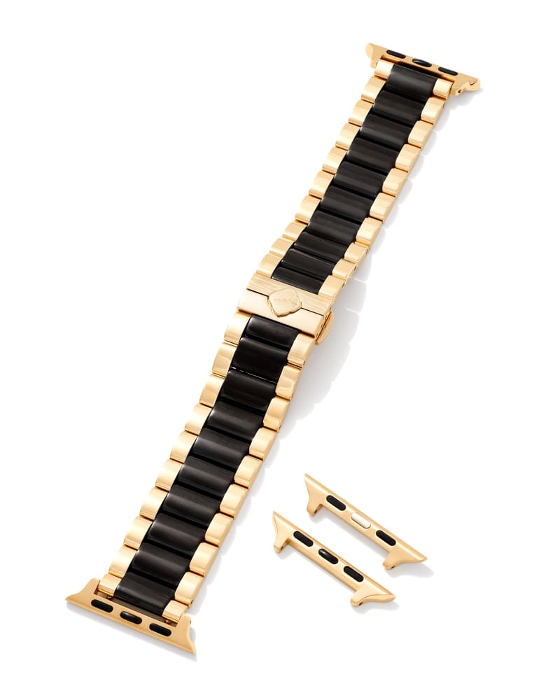 Dira 3 Link Watch Band in Gold Tone & Black Stainless Steel 9608801647