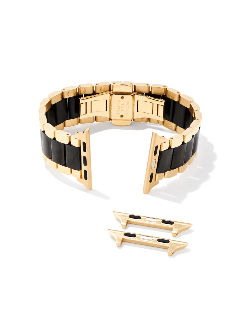 Dira 3 Link Watch Band in Gold Tone & Black Stainless Steel 9608801647