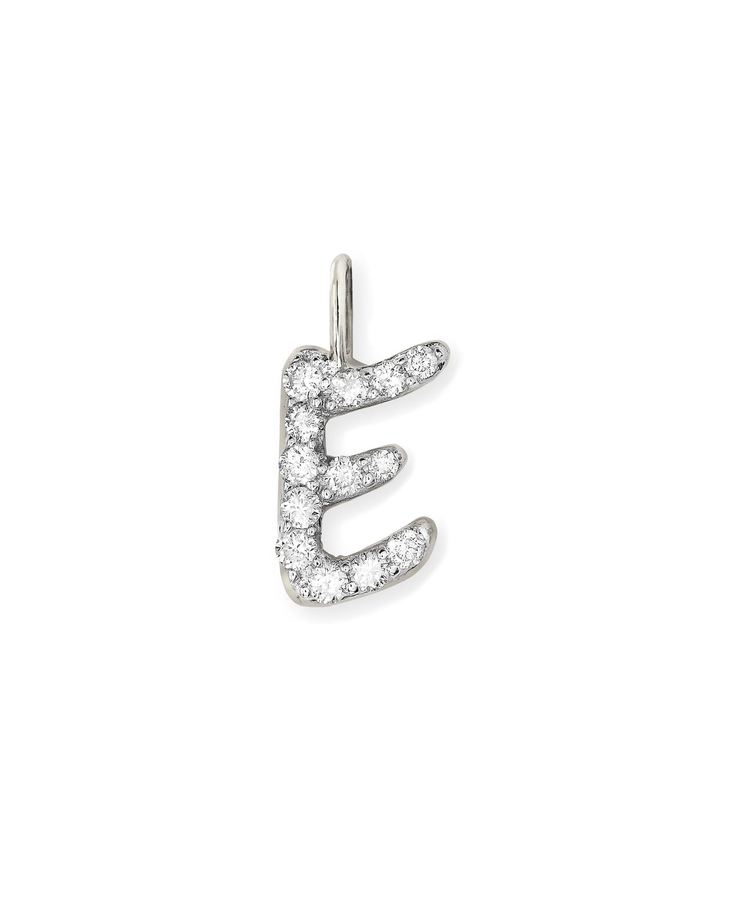 14k White Gold Letter D Charm in White Diamond