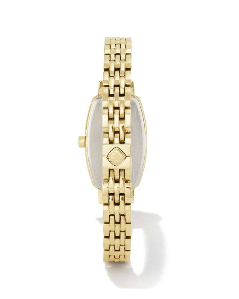 Elle Gold Tone Stainless Steel Watch in Black Mother-of-Pearl 9608858402