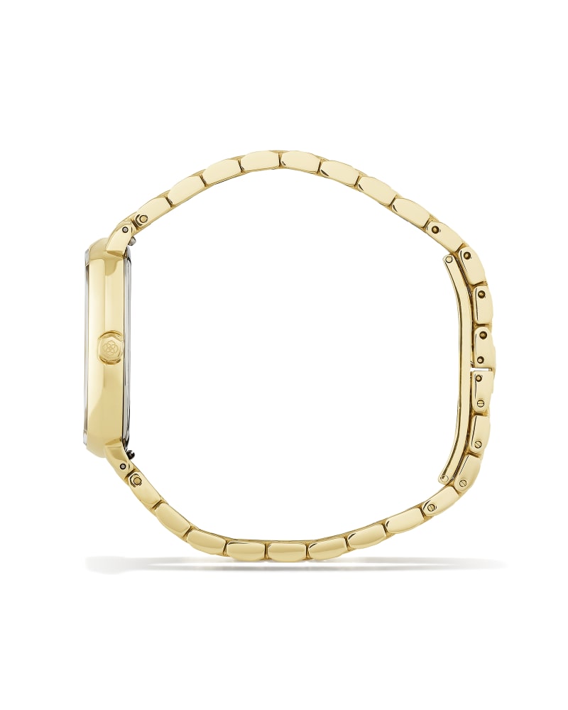 Elle Gold Tone Stainless Steel Watch in Black Mother-of-Pearl 9608858402