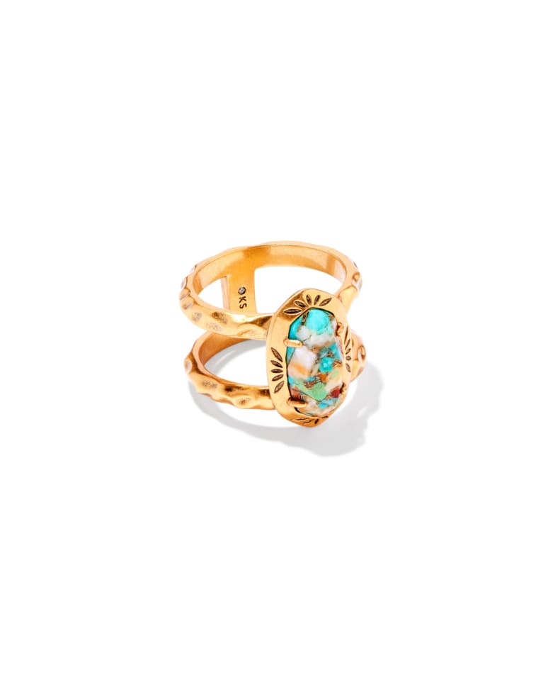 Elyse Vintage Gold Etch Frame Band Ring