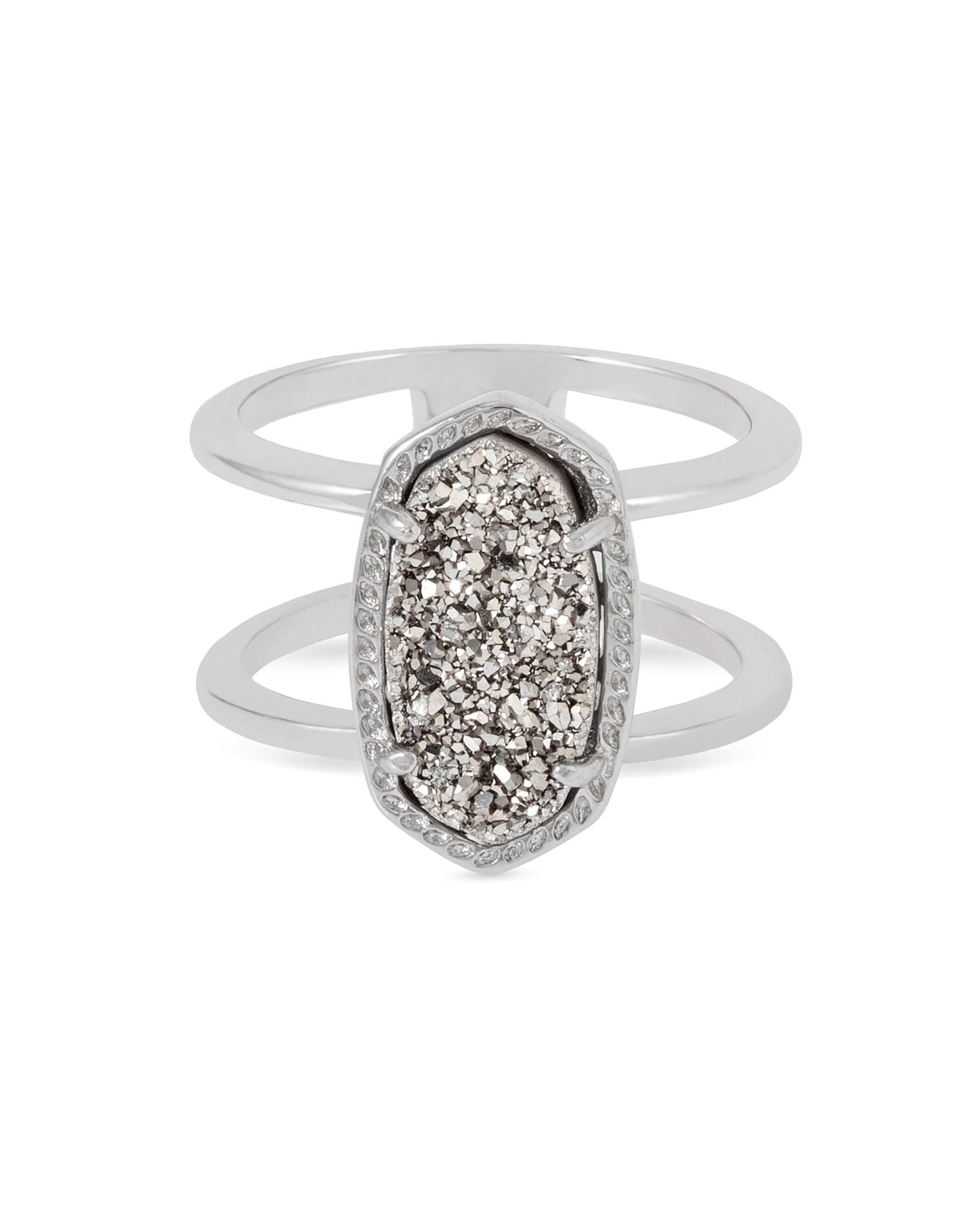 Elyse Silver Ring in Iridescent Drusy and Platinum Dursy