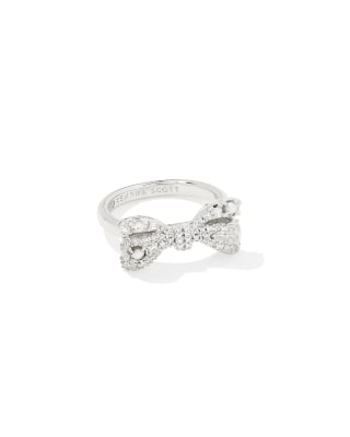 Krista Silver Bow Cocktail Ring in White Mix 196088758466