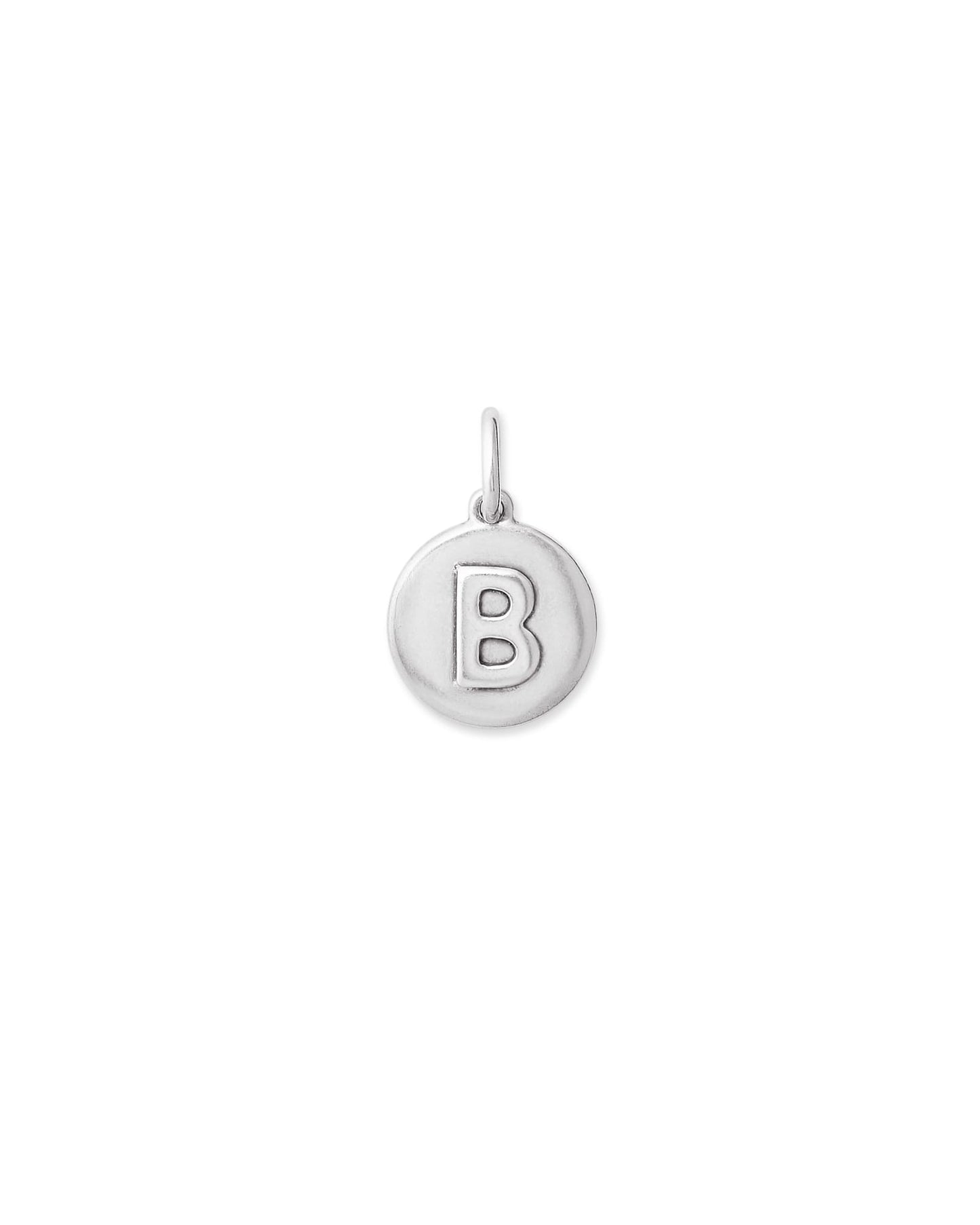 Letter Coin Charm in Oxidized Sterling Silver