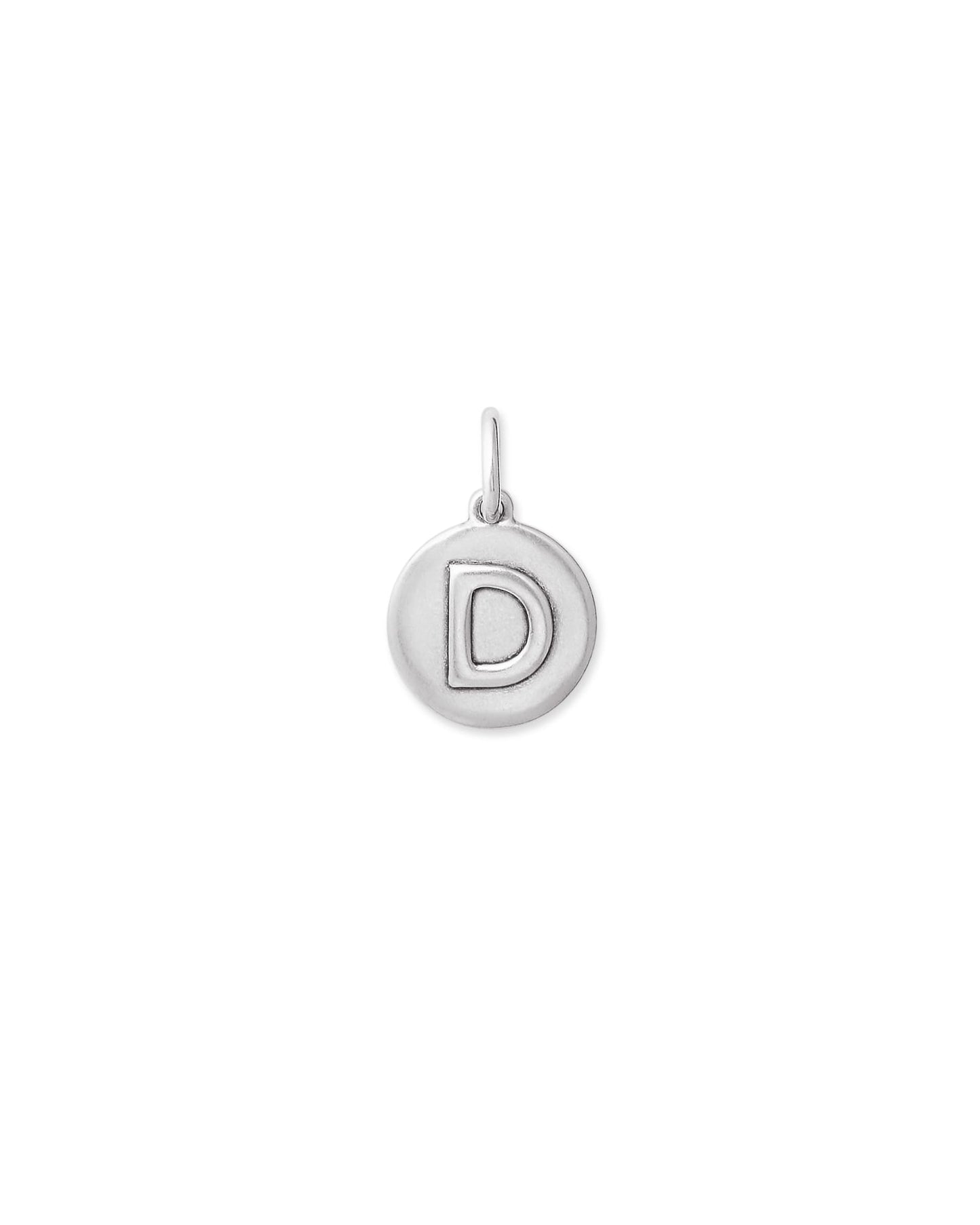 Letter Coin Charm in Oxidized Sterling Silver