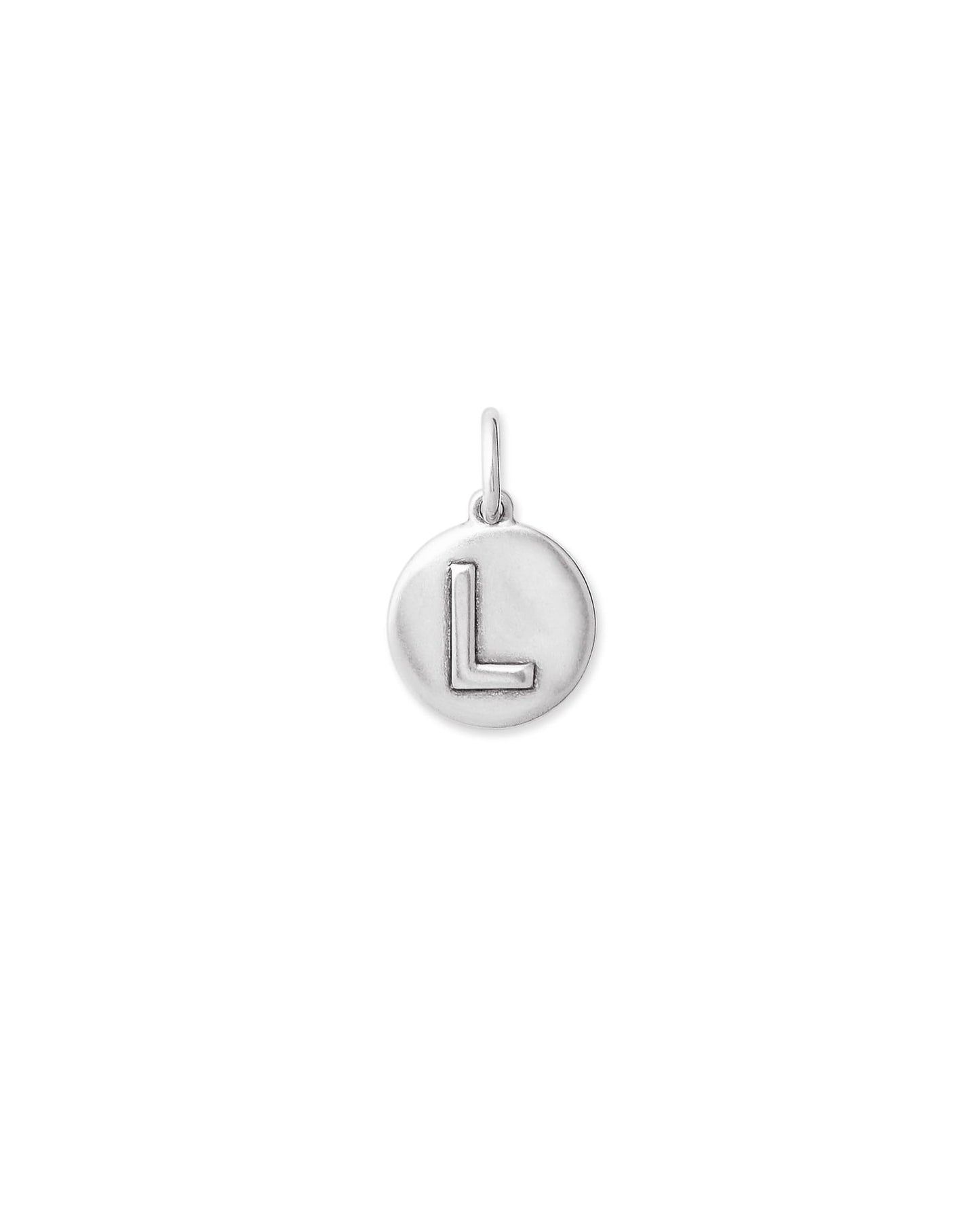 Letter Coin Charm in Oxidized Sterling Silver