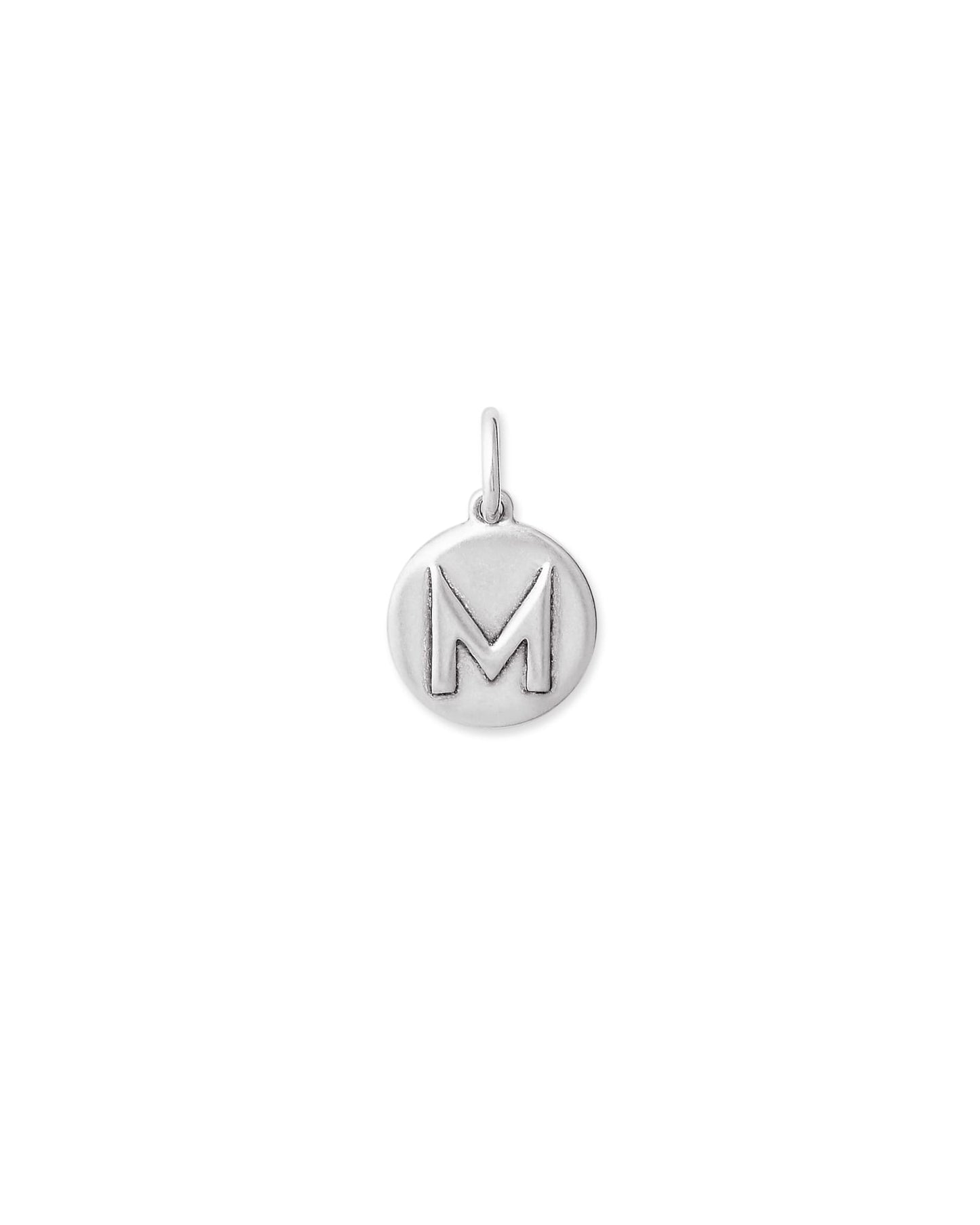 Letter Coin Charm in Oxidized Sterling Silver