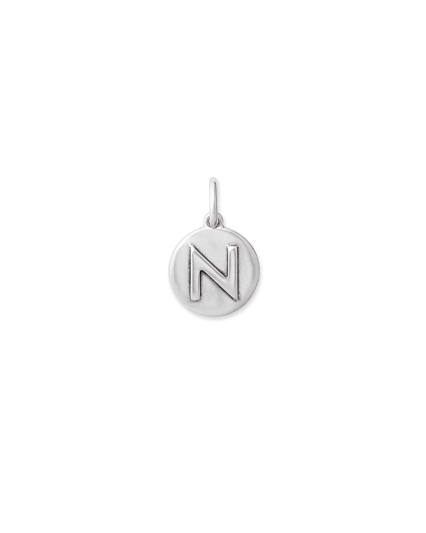 Letter Coin Charm in Oxidized Sterling Silver