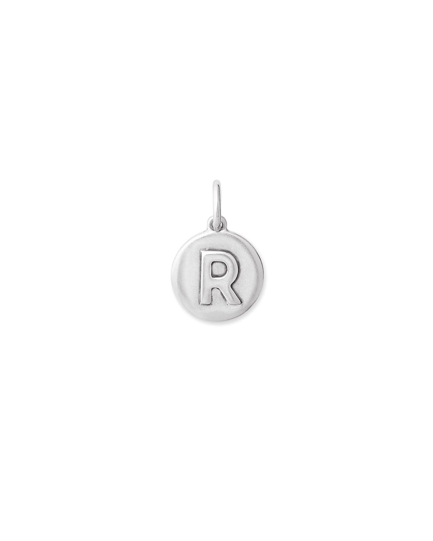 Letter Coin Charm in Oxidized Sterling Silver