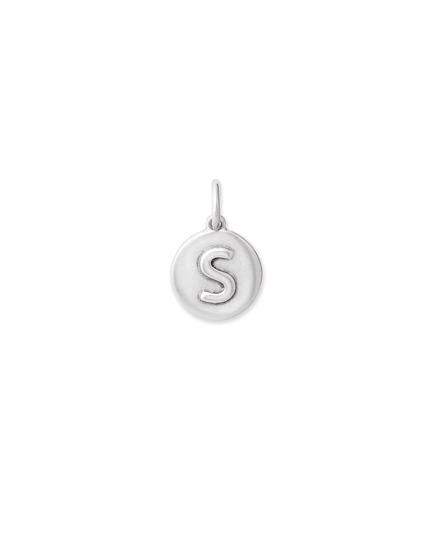 Letter Coin Charm in Oxidized Sterling Silver