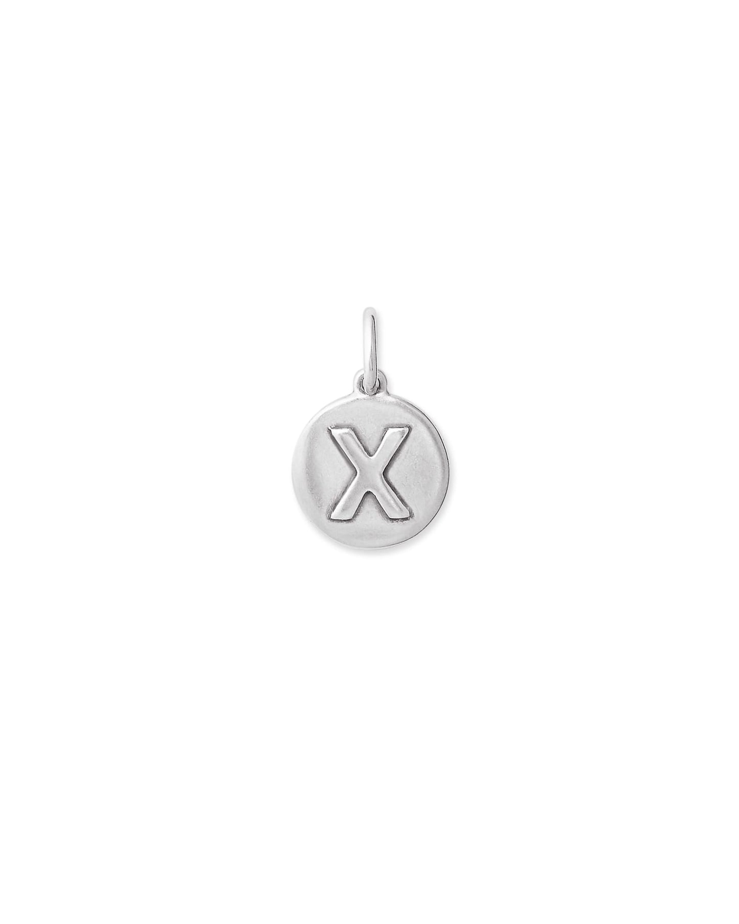 Letter Coin Charm in Oxidized Sterling Silver