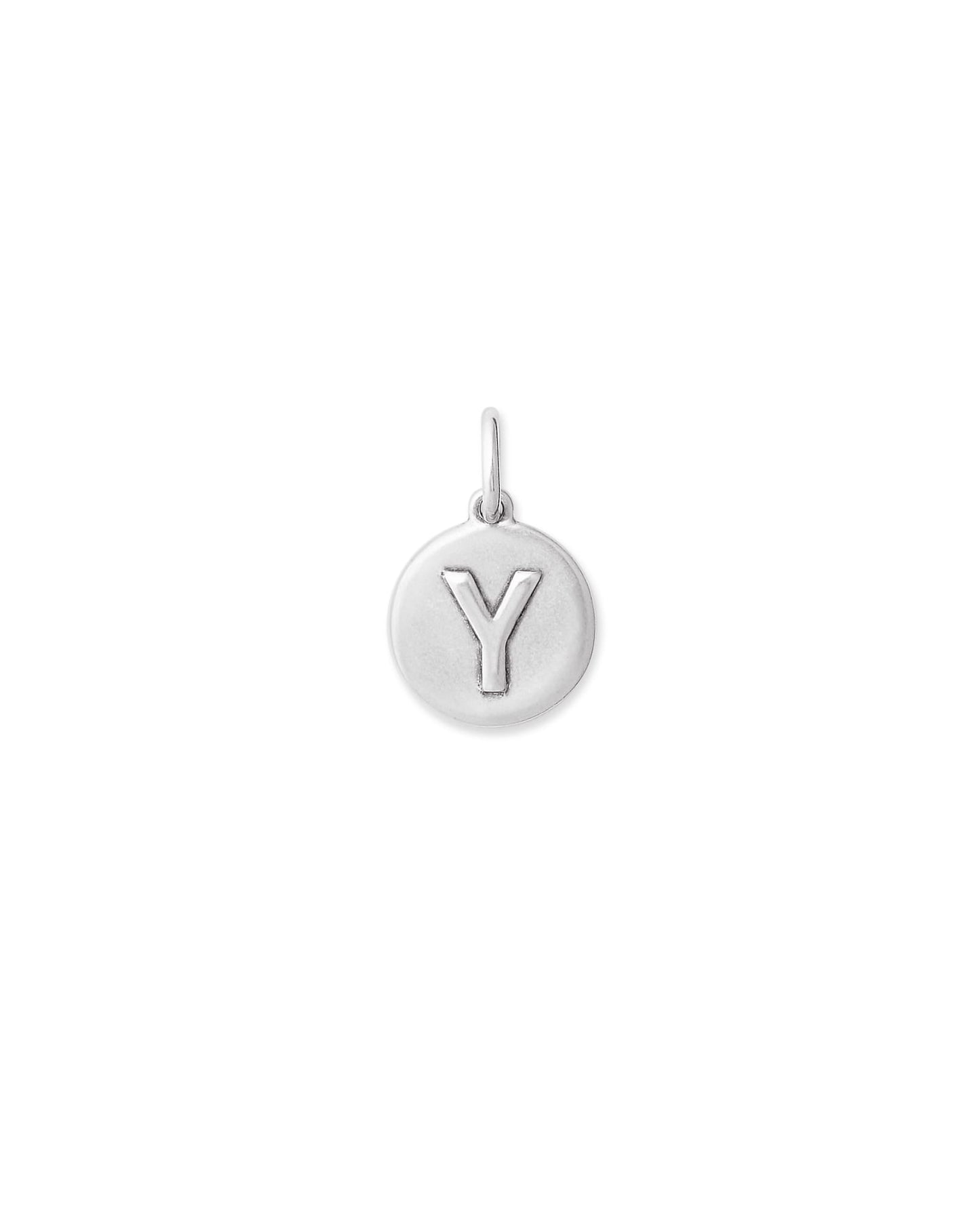 Letter Coin Charm in Oxidized Sterling Silver
