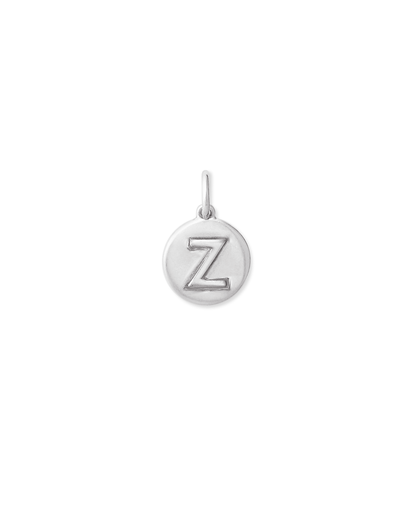 Letter Coin Charm in Oxidized Sterling Silver