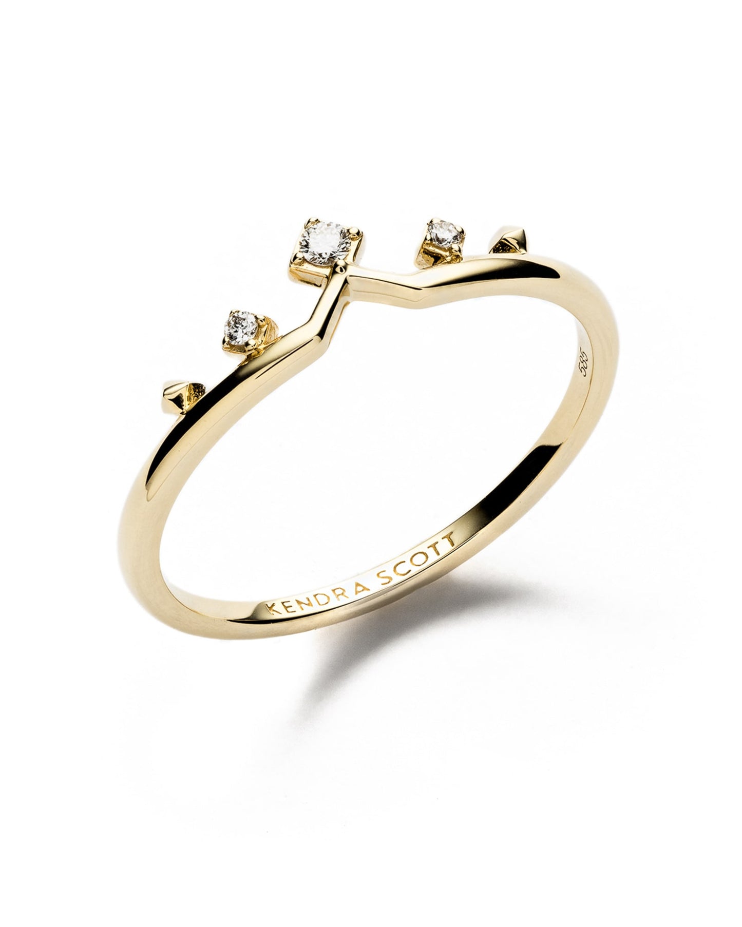 Michelle 14k White Gold and Yellow Gold Band Ring in White Diamond