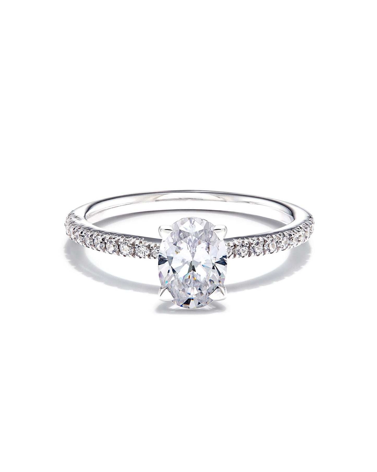 1.5 ct Oval Solitaire Engagement Ring with Pave Diamonds in 14k Gold