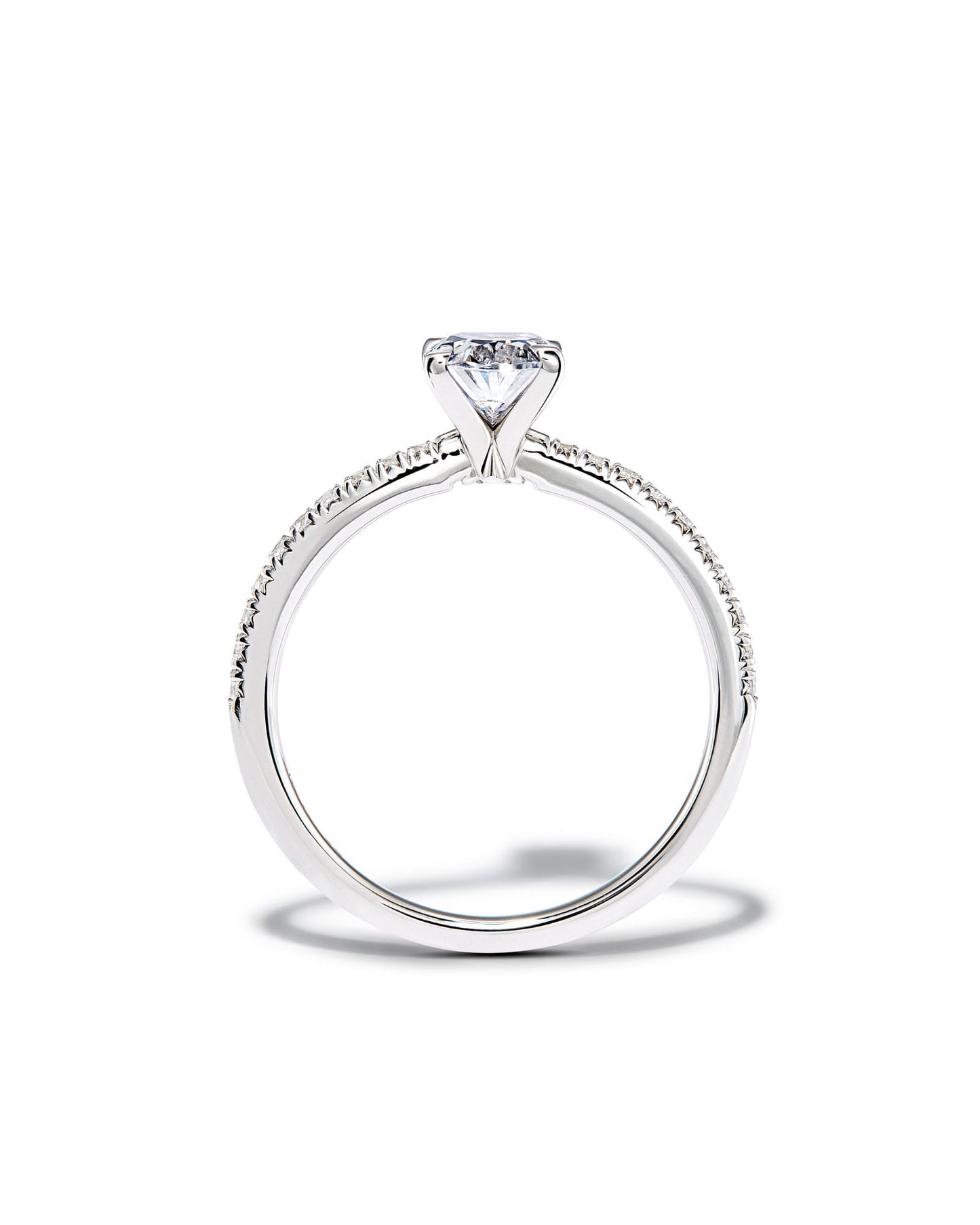 1.5 ct Oval Solitaire Engagement Ring with Pave Diamonds in 14k Gold