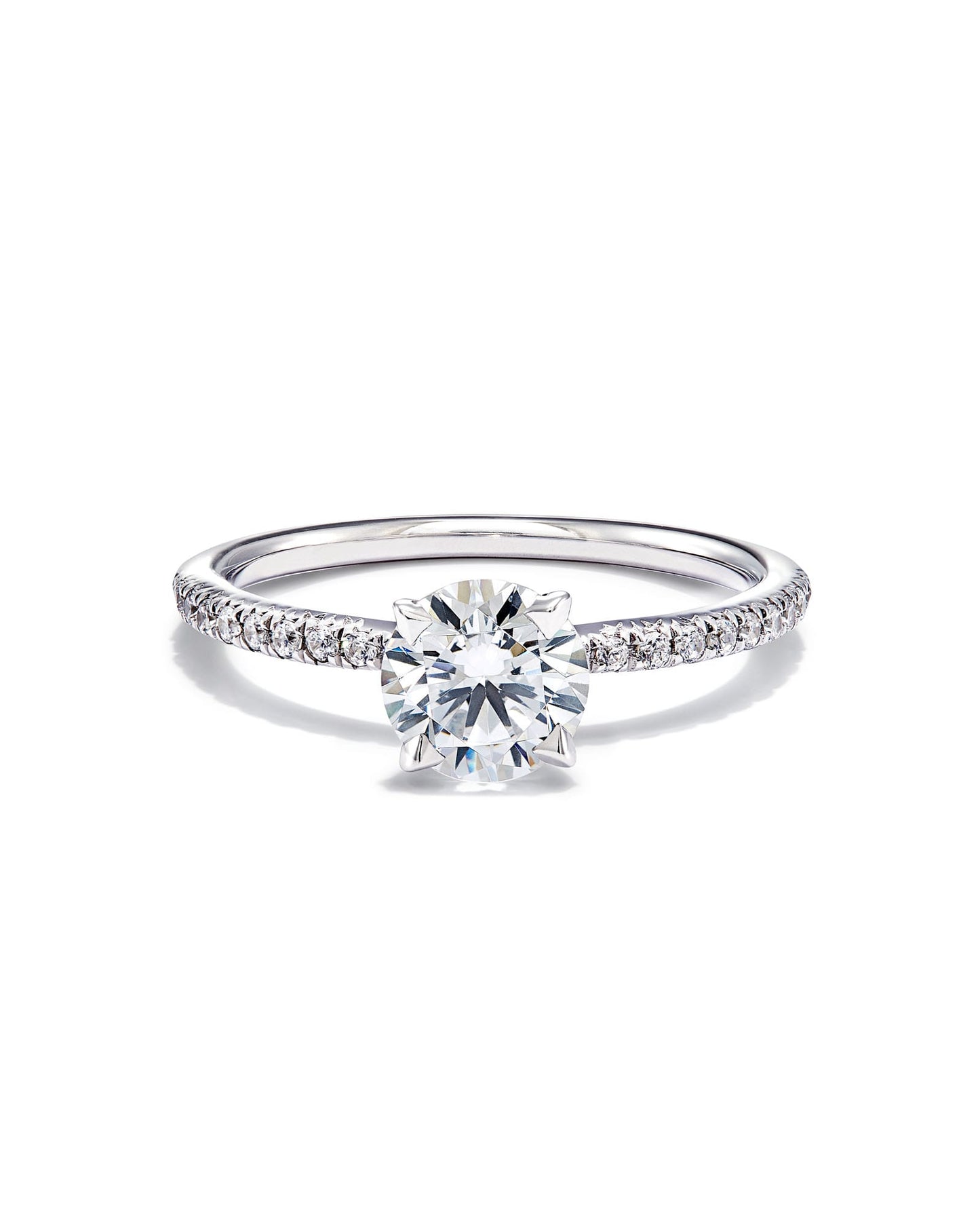 0.5 ct Round Solitaire Engagement Ring with Pave Diamonds