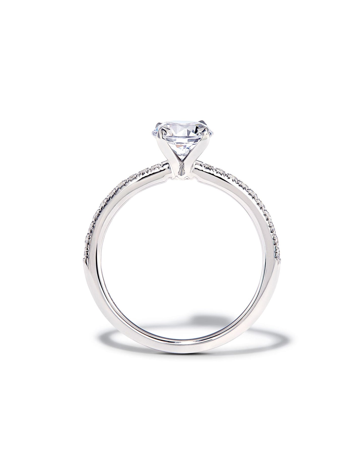 0.5 ct Round Solitaire Engagement Ring with Pave Diamonds