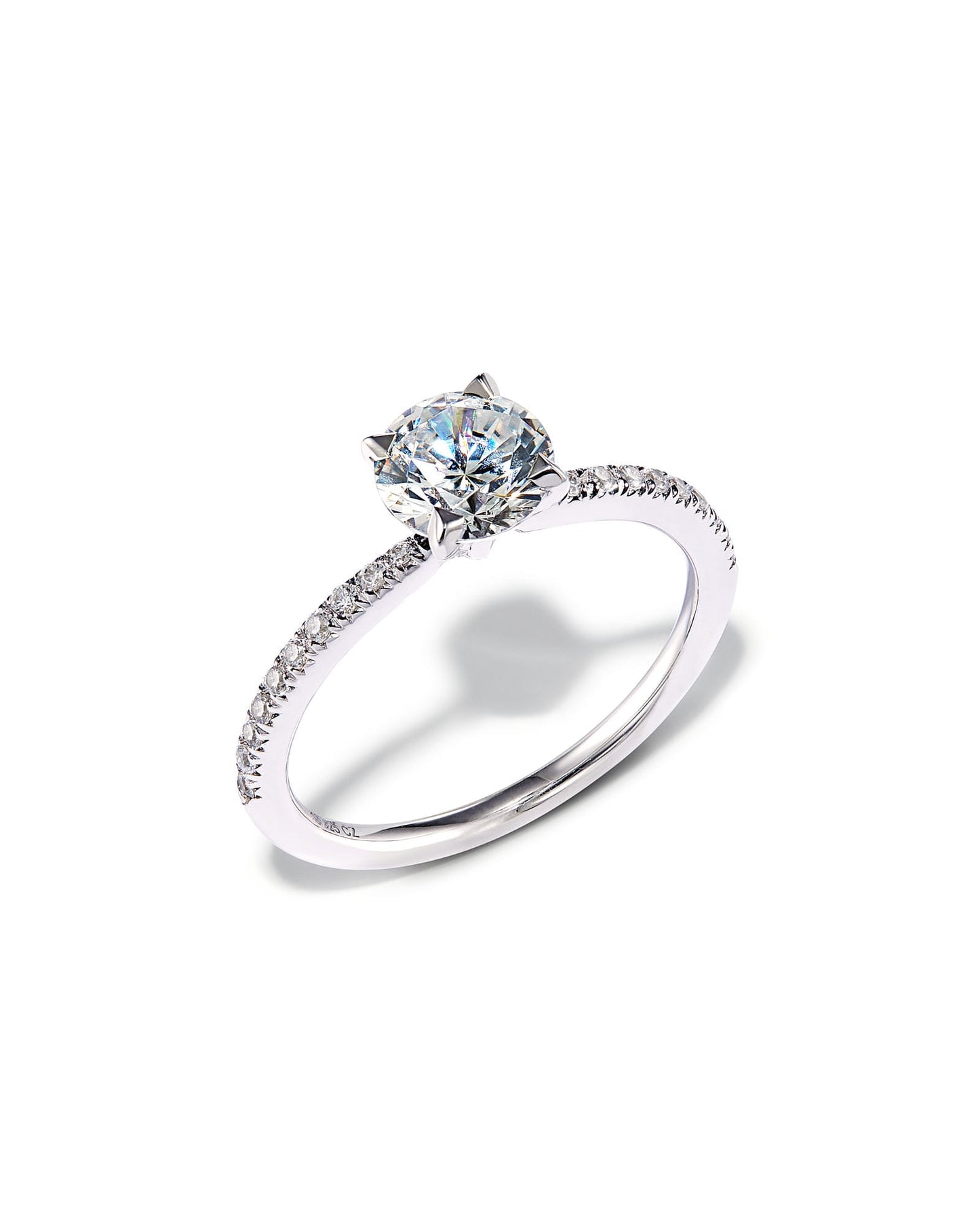 0.5 ct Round Solitaire Engagement Ring with Pave Diamonds