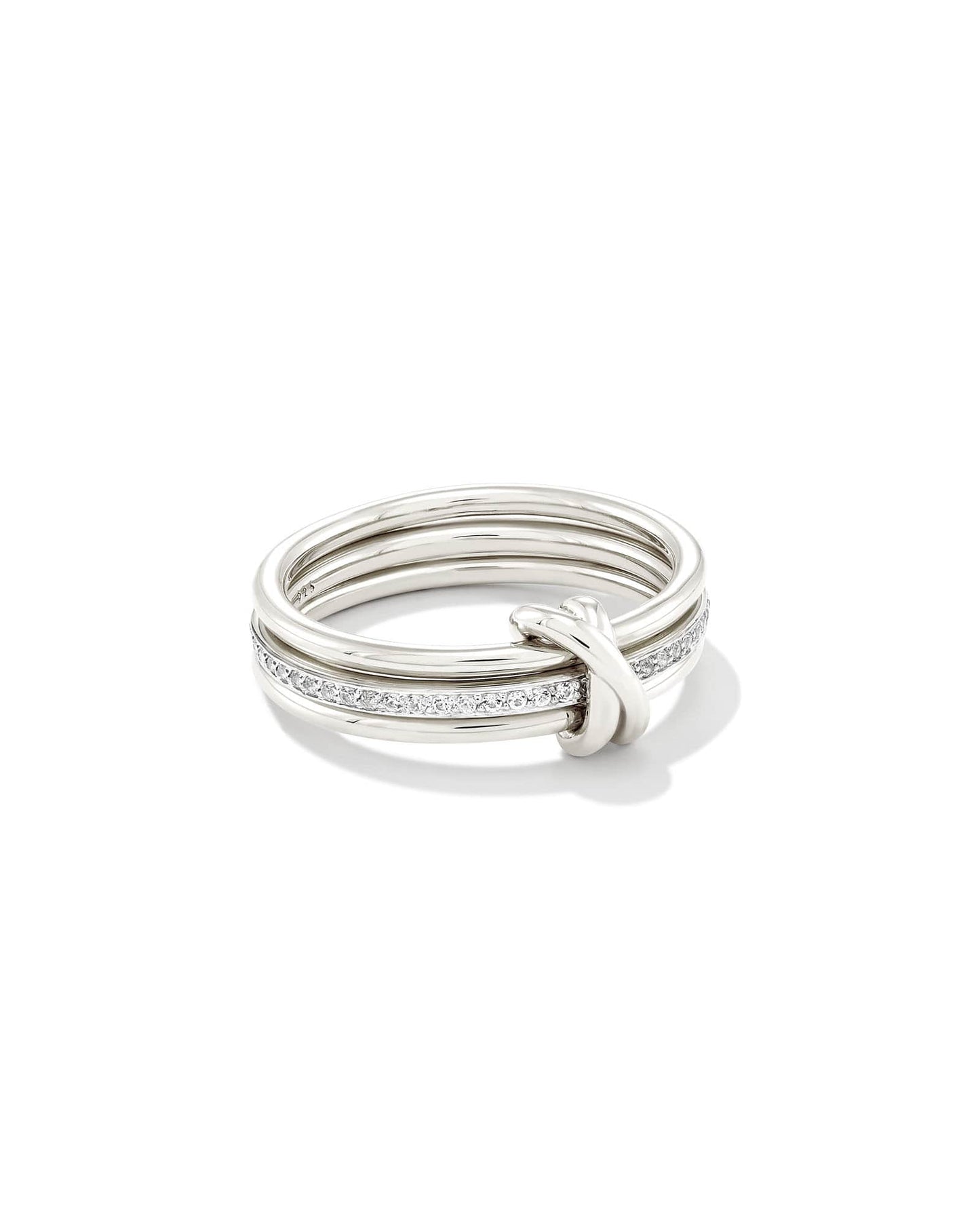 Tia Sterling Silver Band Ring in White Sapphire 196088013954